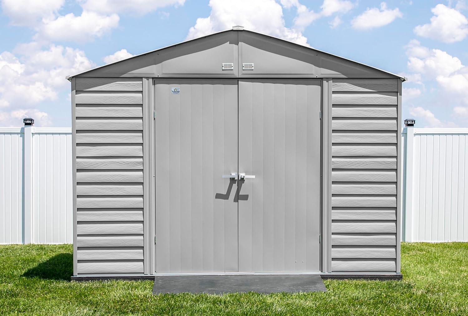 Arrow Select Steel Storage Shed Steel Storage Shed, 10x12, Flute Grey