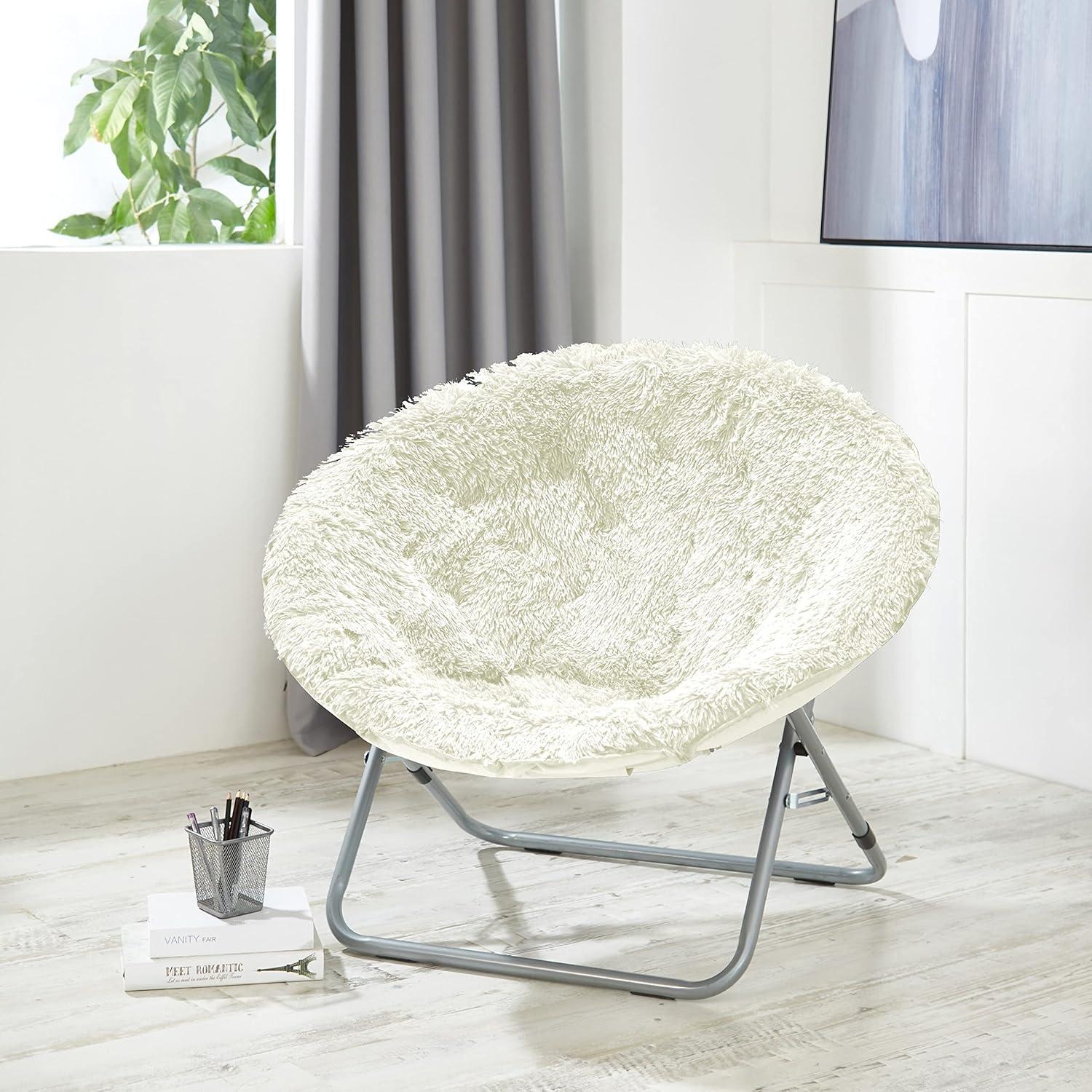 Urban Shop Mongolian Faux Fur Oversized Moon Chair, Multiple Colors
