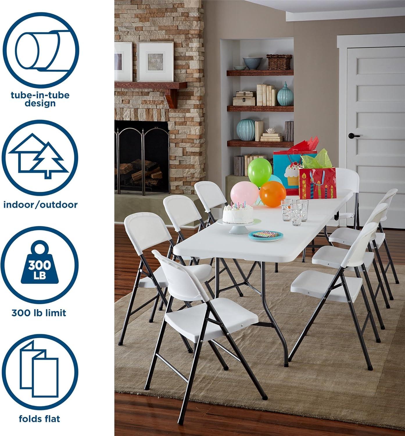 COSCO Commerical Plastic Folding Chairs, 4-Pack, White Speckle