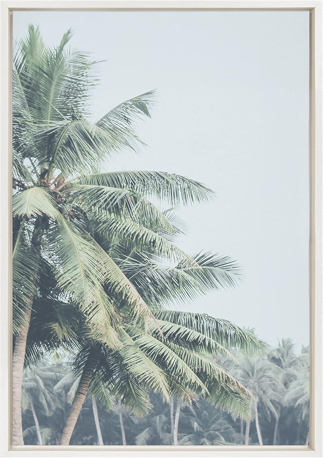 18" x 24" Sylvie Pale Green Coconut Palm Trees by The Creative Bunch Studio Framed Wall Canvas - Kate & Laurel All Things Decor