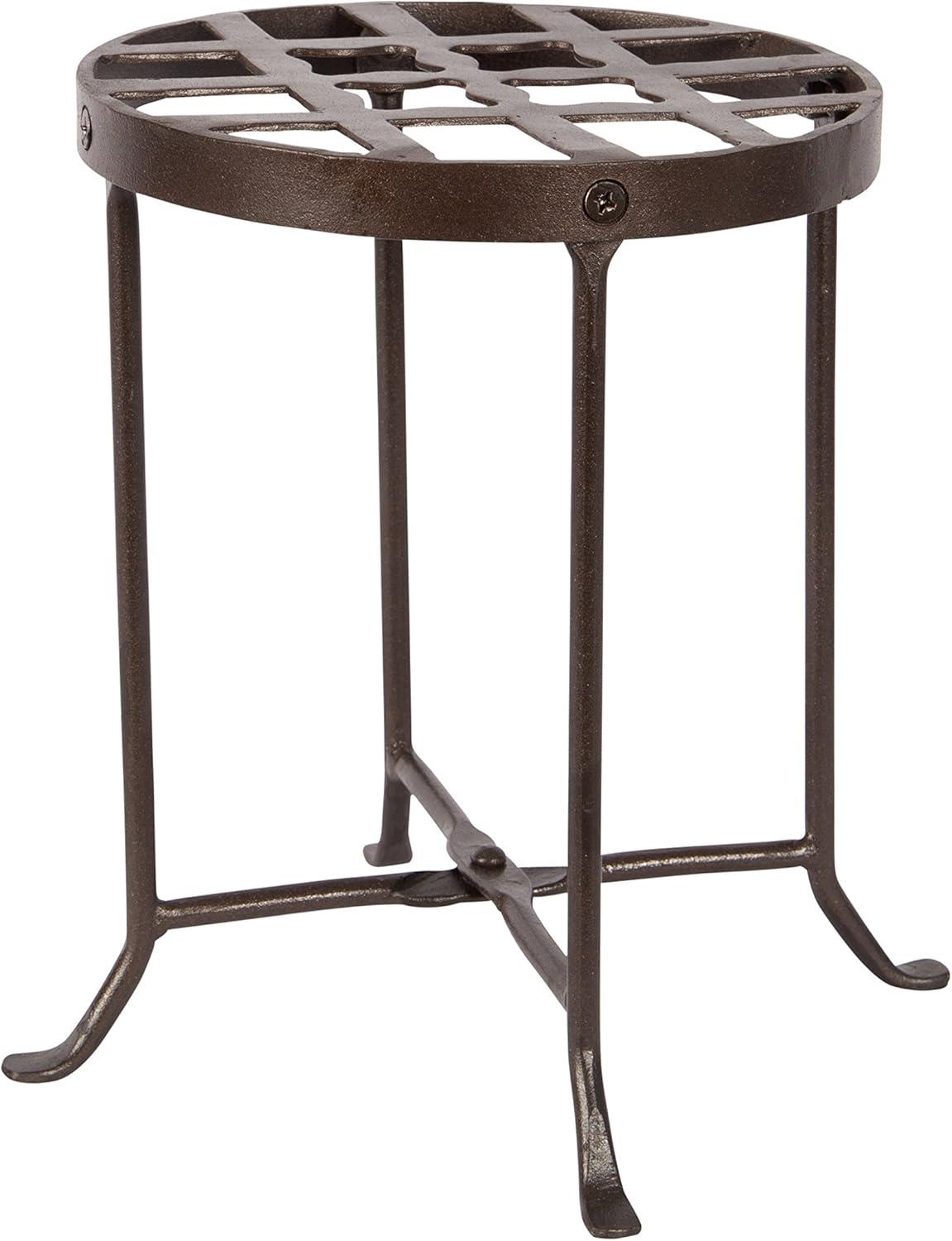 Small Round Iron Table Flowers Plant Stand - ACHLA Designs: Contemporary Freestanding Outdoor Holder, No Assembly Required