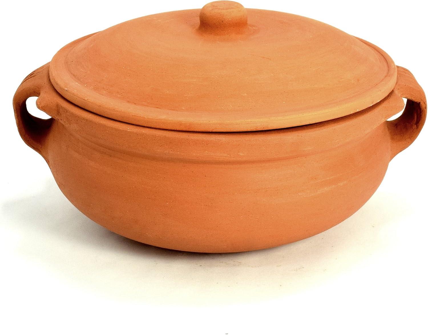 Medium Terracotta Clay Curry Pot with Lid, 1.5 Quarts