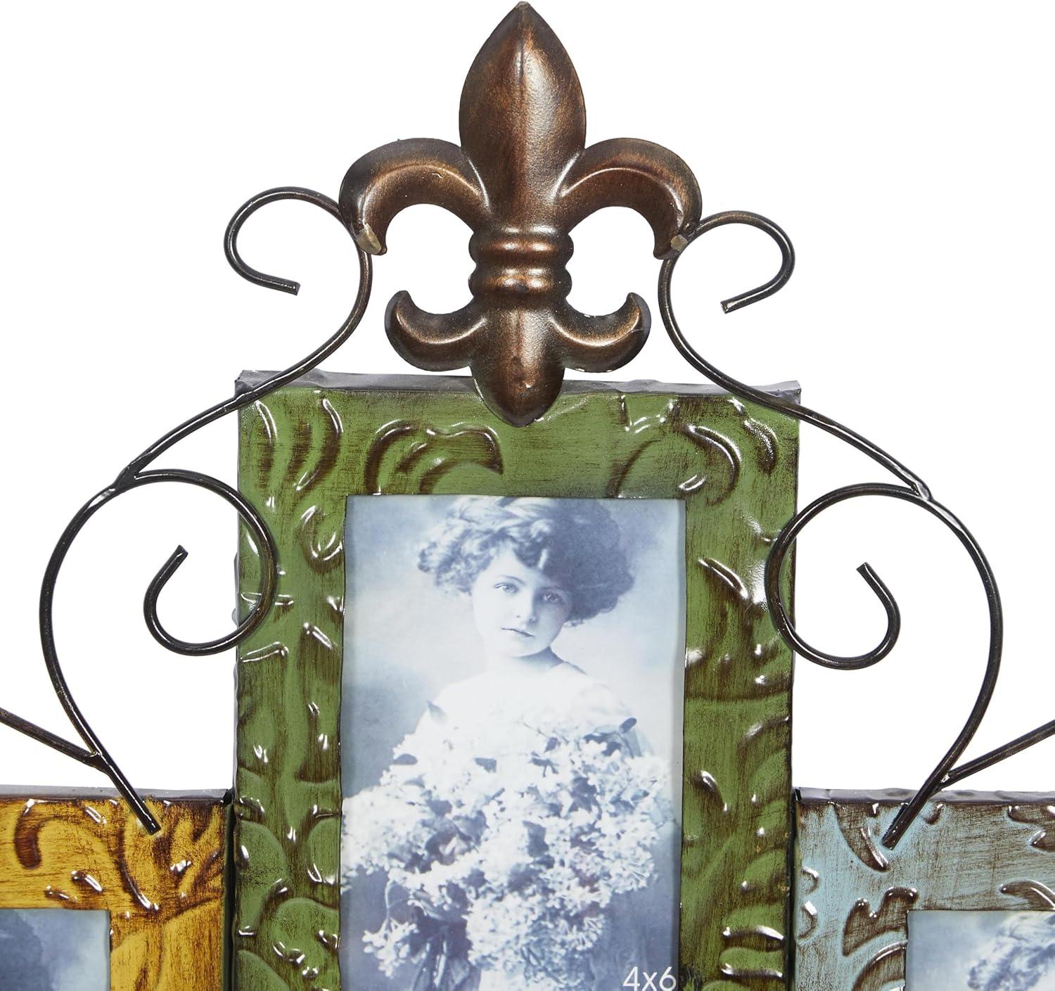 24"x21" Metal Scroll 4 Slot Wall Photo Frame - Olivia & May: Iron Material, Keyhole Mount, Holds 4x6 Images