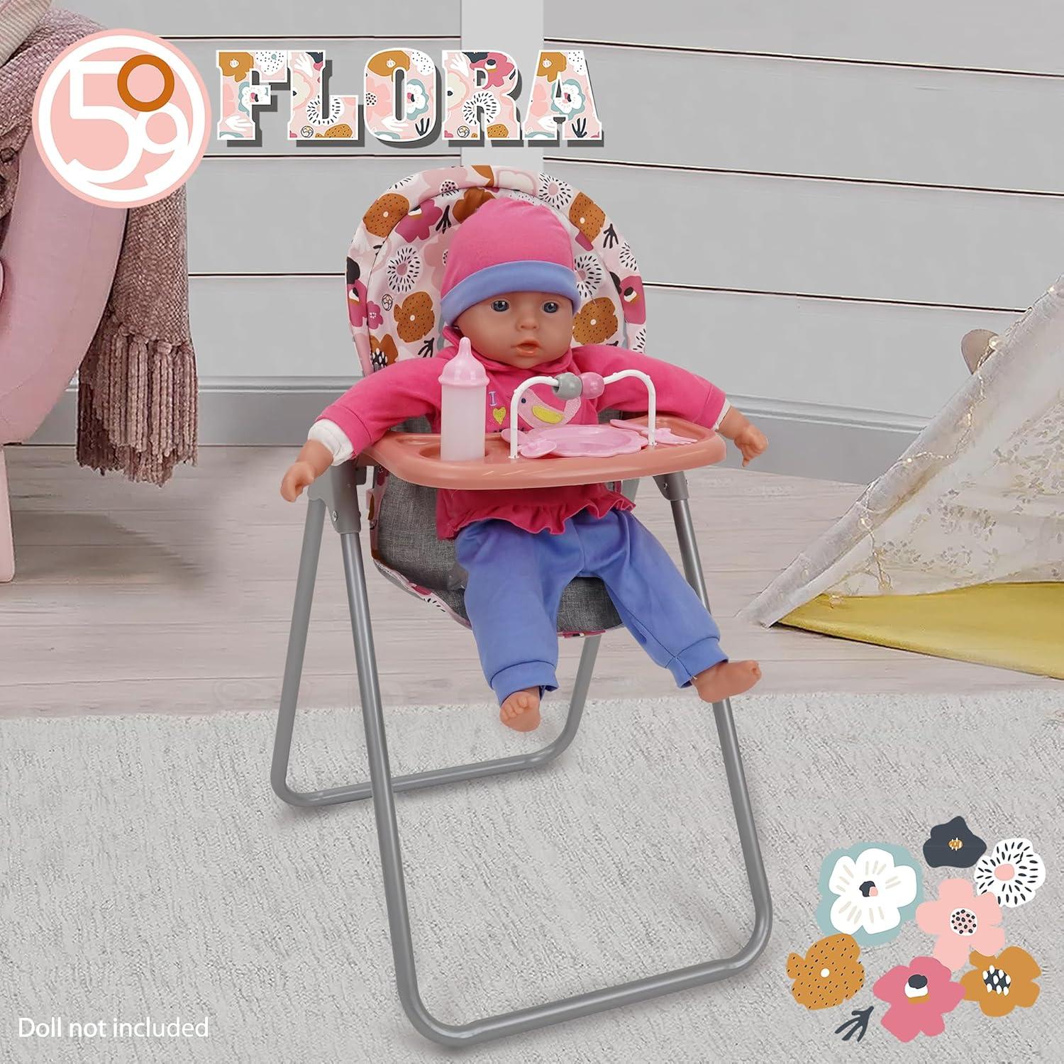 509 Crew: Melange Flora - Foodie Doll Highchair - 5pc Feeding Accessories,3+