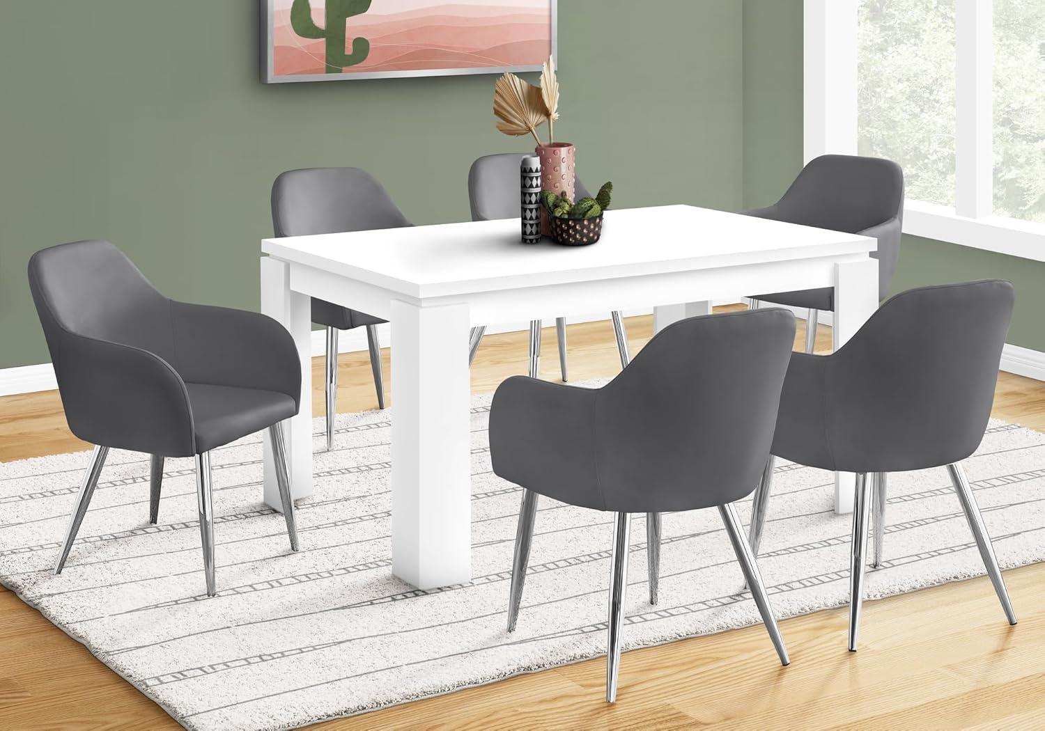 Monarch Specialties Dining Table 60" Rectangular Kitchen Dining Room White Laminate Contemporary Modern
