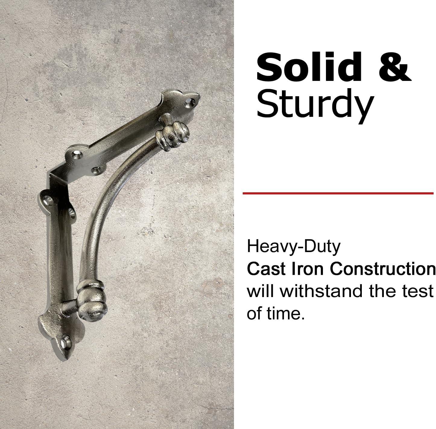 NACH Decorative Shelf Brackets, 4 Pack of 5.25 x 1.25 x 5.25 inch Antique Metal Cast Iron Shelf Brackets - Decorative Brackets for Mounting - Industrial Style Brackets