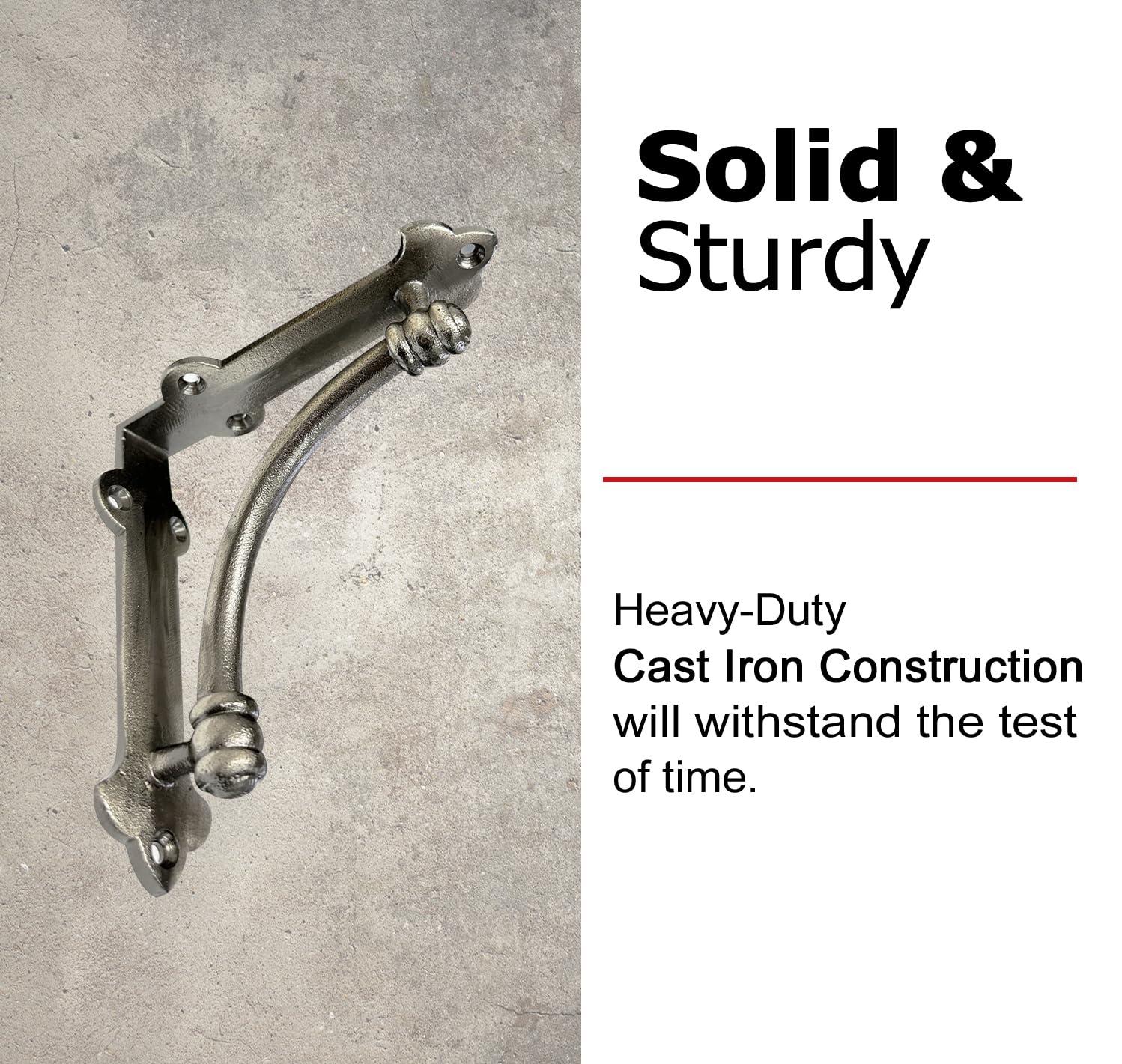 NACH Decorative Shelf Brackets, 4 Pack of 5.25 x 1.25 x 5.25 inch Antique Metal Cast Iron Shelf Brackets - Decorative Brackets for Mounting - Industrial Style Brackets