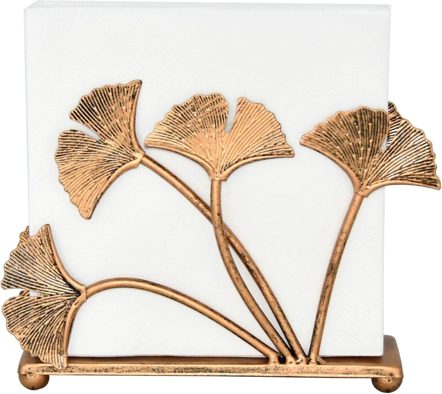 Modern Ginkgo Leaves Napkin Holder for Tables Metal Paper Bronze Napkin Storage , File Organizers