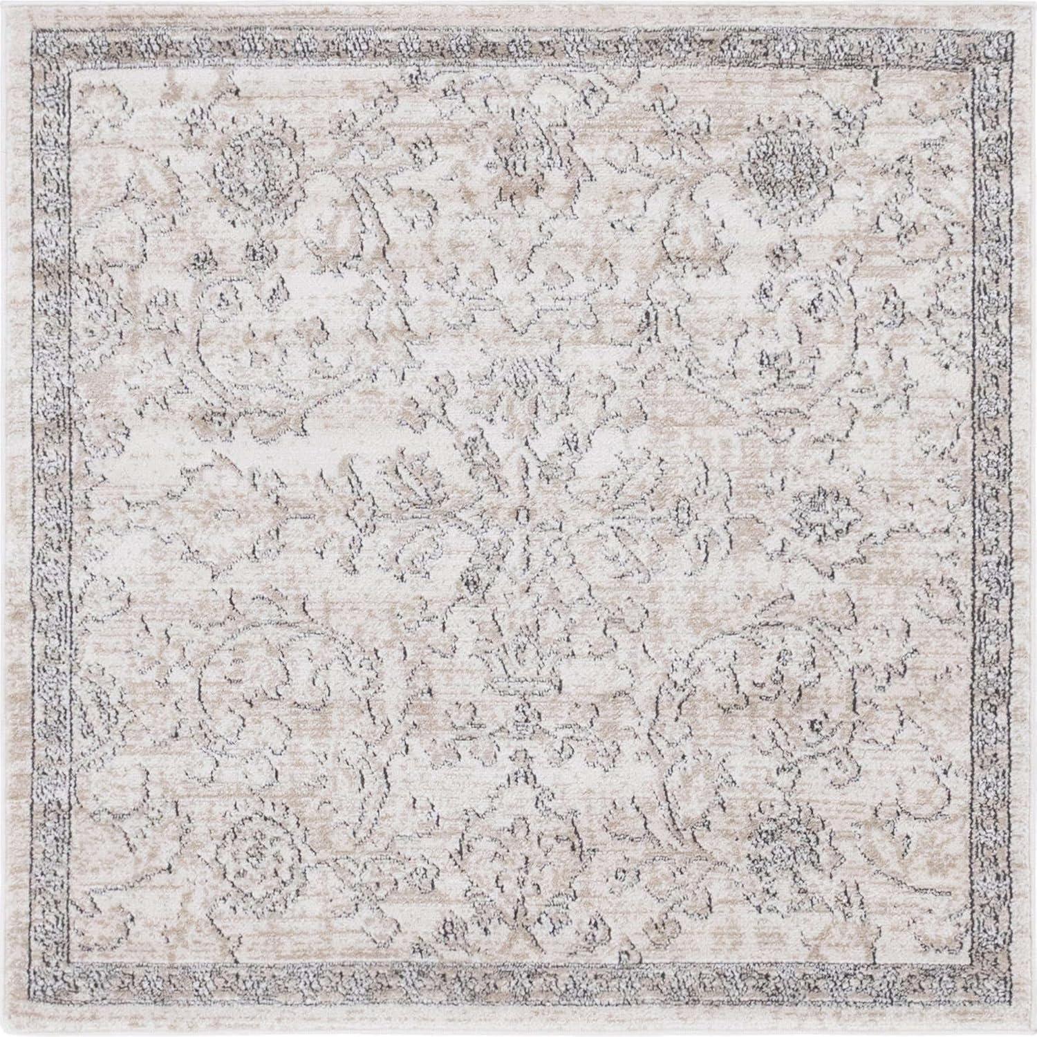 Unique Loom Portland Collection Area Rug - Albany (4' 1" Square Ivory/Beige)