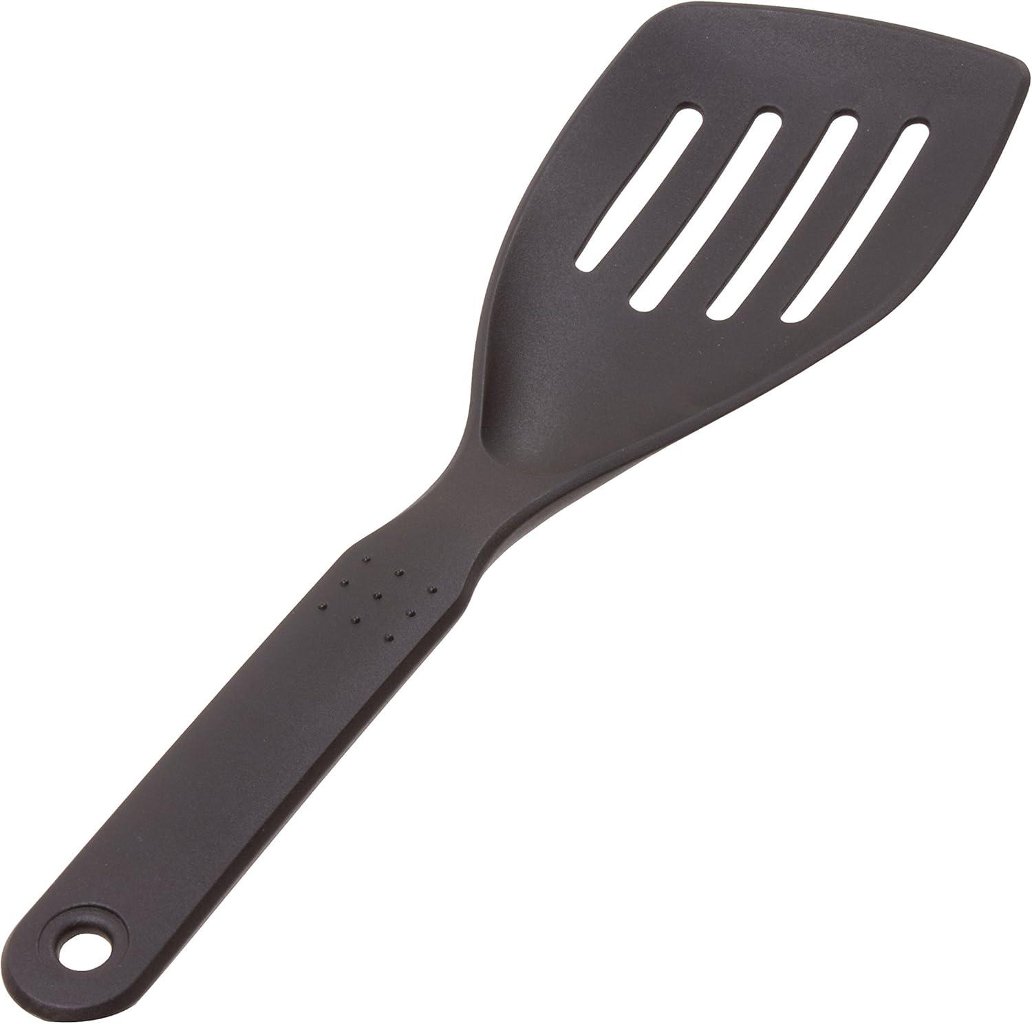 High Heat Black Nylon Slotted Scoop Turner, 11.7 in