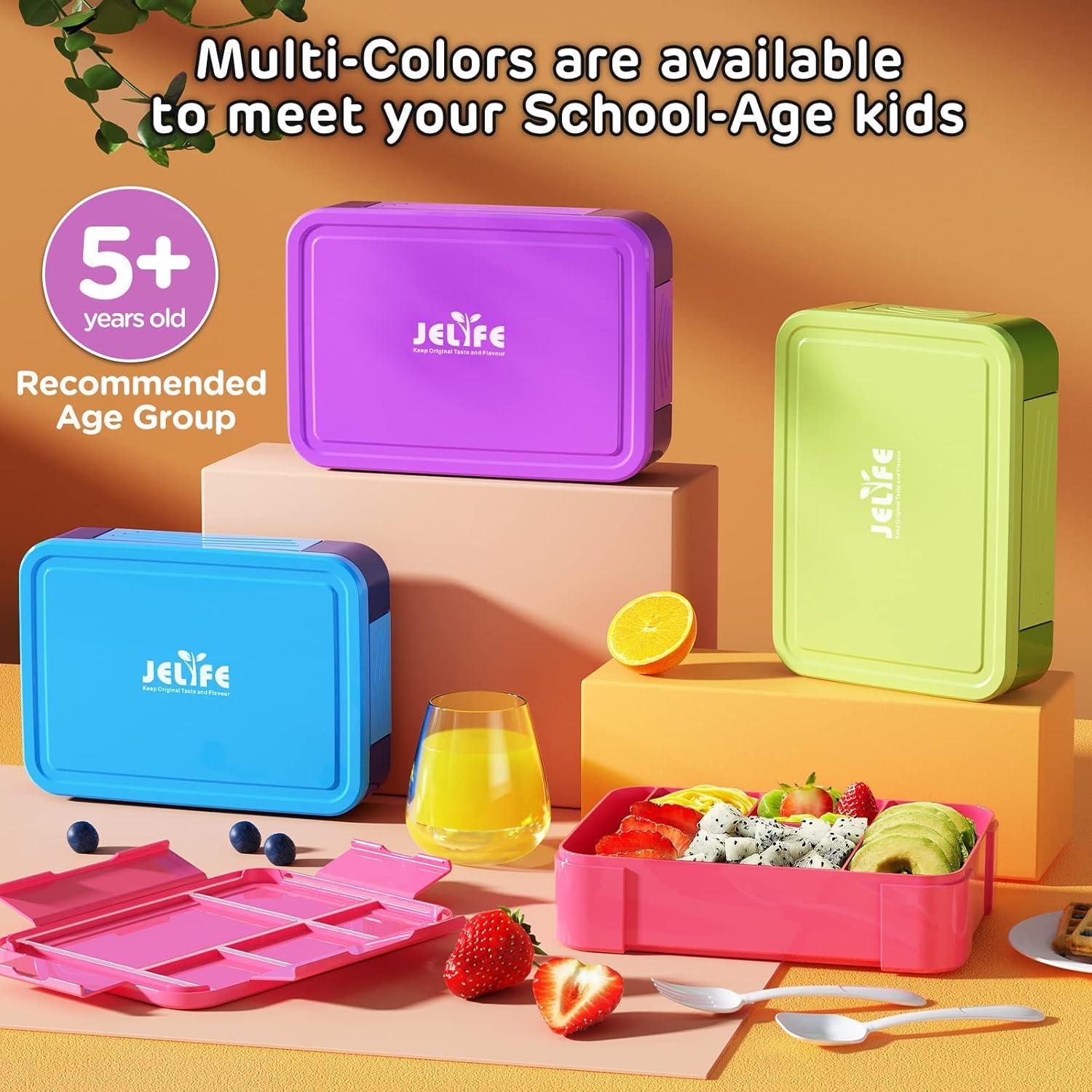 JYPS Bento Box for Kids,Leak-Proof Kids Lunch Box with 6 Compartments,Sauce Container,Utensils,BPA Free Microwave/Dishwasher Safe Lunch Container for Girls and Toddlers Back to School-Purple Mermaid