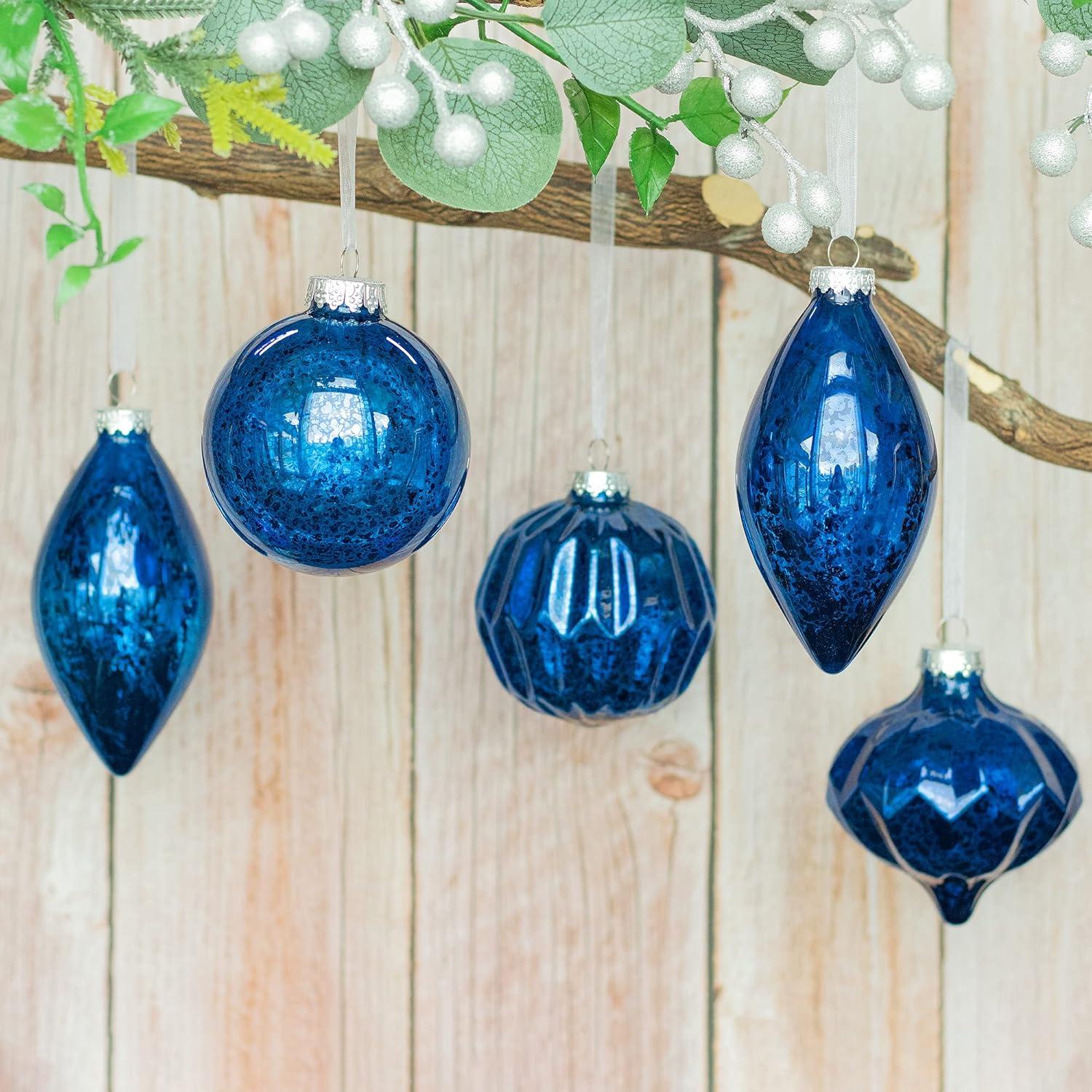 KI Store Mercury Glass Christmas Ornaments Set of 8 Pink Christmas Balls Finials for Christmas Tree Decoration Holiday Décor