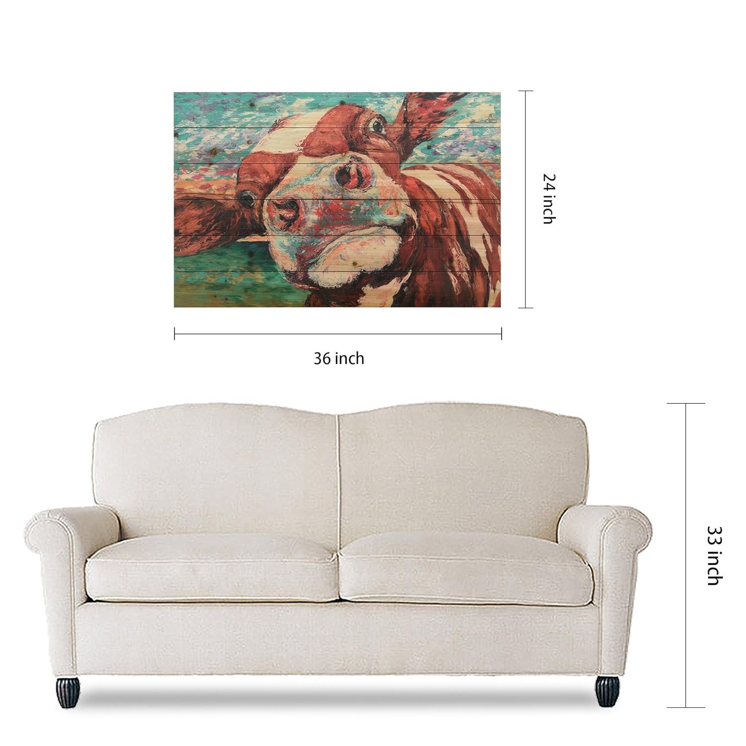 Empire Art Direct ADL-148530-2436 Fine Art Giclee Printed on Solid Fir Wood Planks - Curious Cow 1