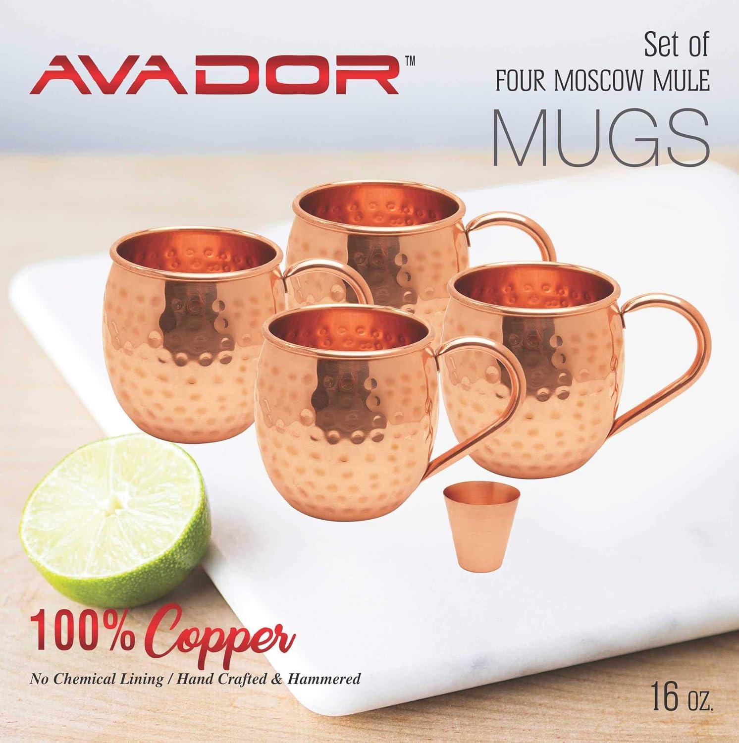 Handcrafted Copper Hammered Moscow Mule Mug Set with Shot Glass, 16oz