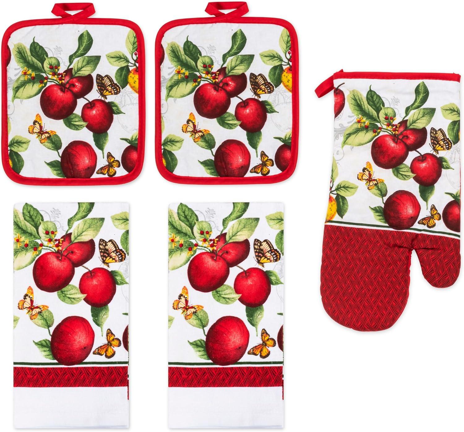 Apple Orchard 5-Piece Cotton Kitchen Linen Set