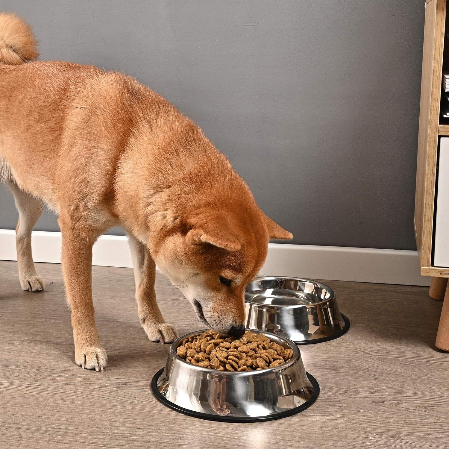 2 pack stainless steel dog bowl with non slip rubber base for small/medium/large pets, perfect dishes, pet feeder bowl and water bowl, suitable for puppies, kittens, and kittens (8 oz)