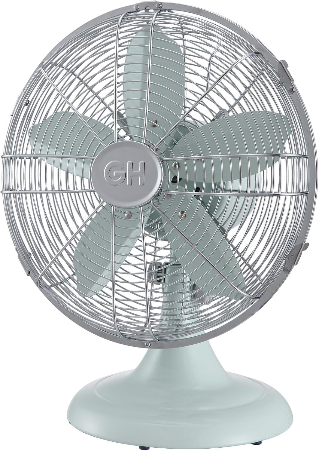 Good Housekeeping Good Housekeeping's All-Metal Retro 3-Speed 12" Oscillating Office Desk Table Fan (Multiple Finishes Available)