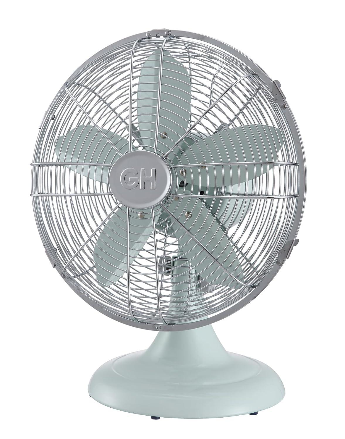 Good Housekeeping Good Housekeeping's All-Metal Retro 3-Speed 12" Oscillating Office Desk Table Fan (Multiple Finishes Available)