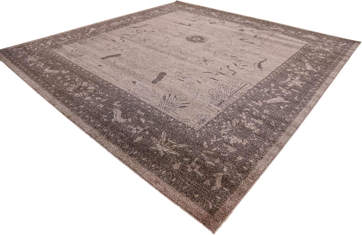 Unique Loom La Jolla Collection Area Rug - Floral (10' Square Brown/Beige)