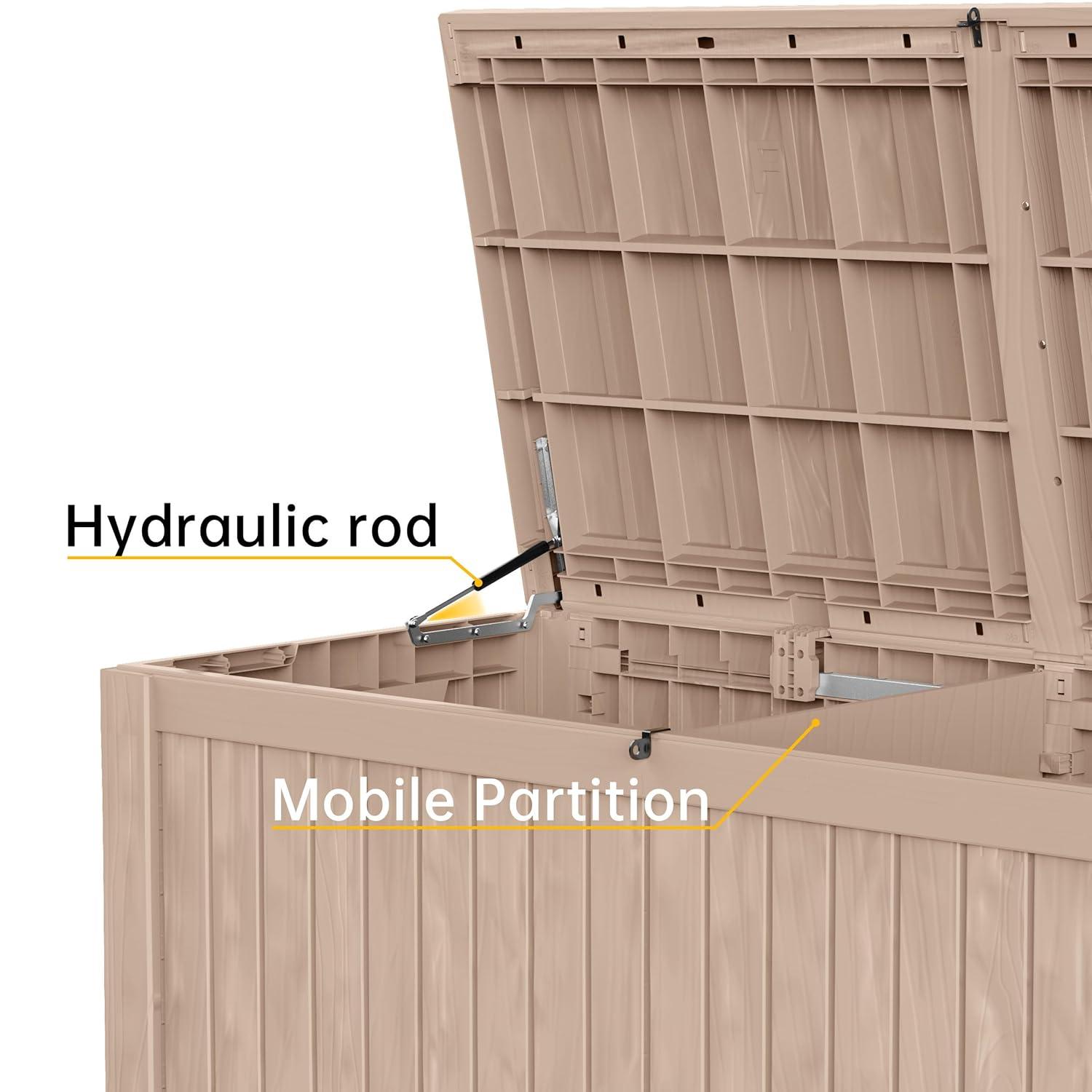 DRATO 180 Gallon Deck Box, Waterproof Resin Large Outdoor Storgae Box for Patio Furniture, Patio Cushions, Gardening Tools, Pool and Sports Supplies, Lockable