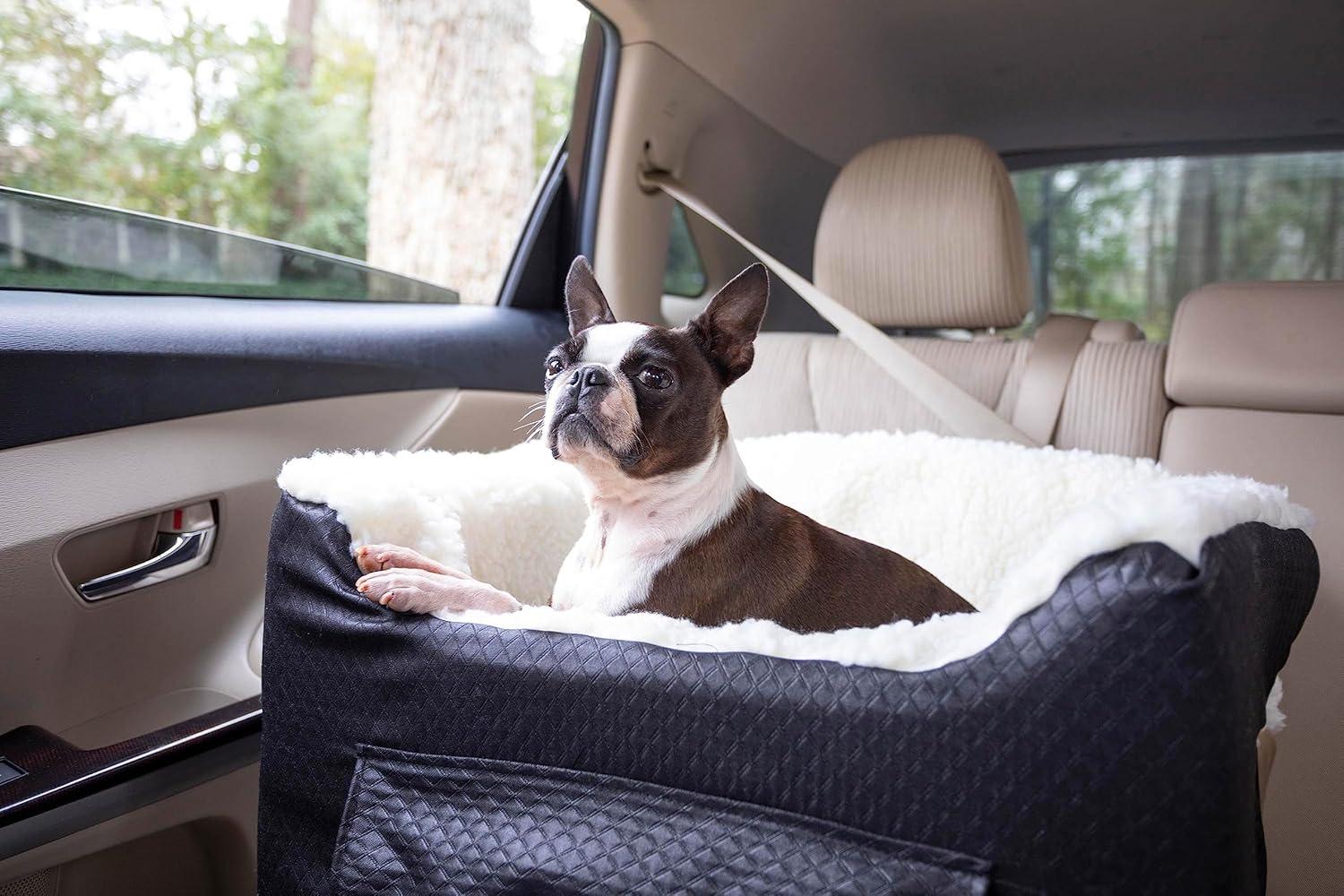 Medium Black Diamond Dog Car Seat with Storage Tray