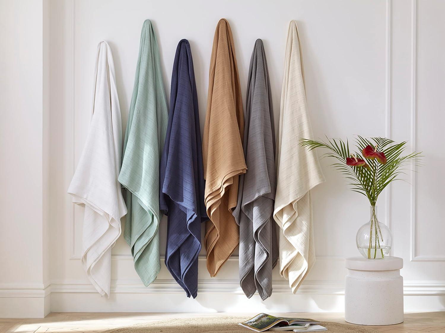 Woven Tan Cotton Twin Blanket