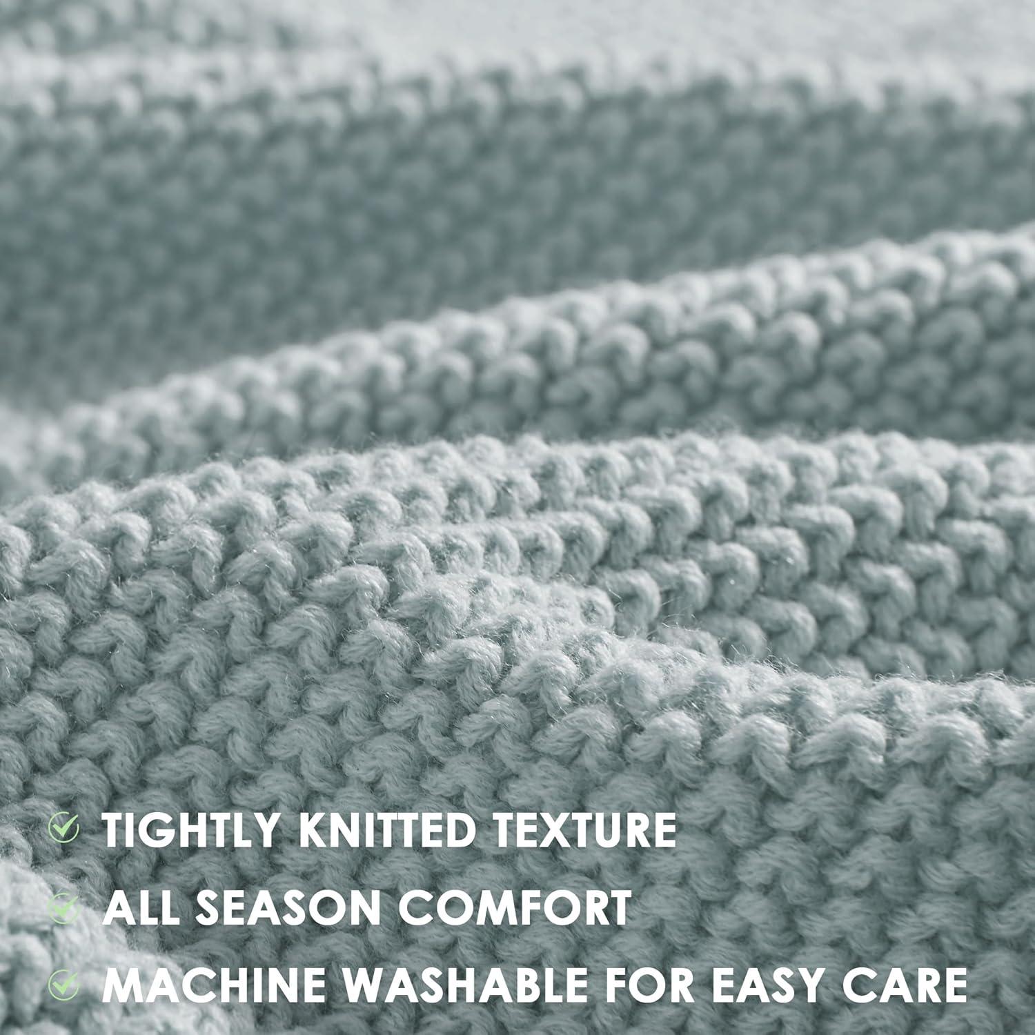 Ink+Ivy 50"x60" Bree Knit Throw Blanket Light Blue: Acrylic, Cozy, Machine Washable, for Sofa
