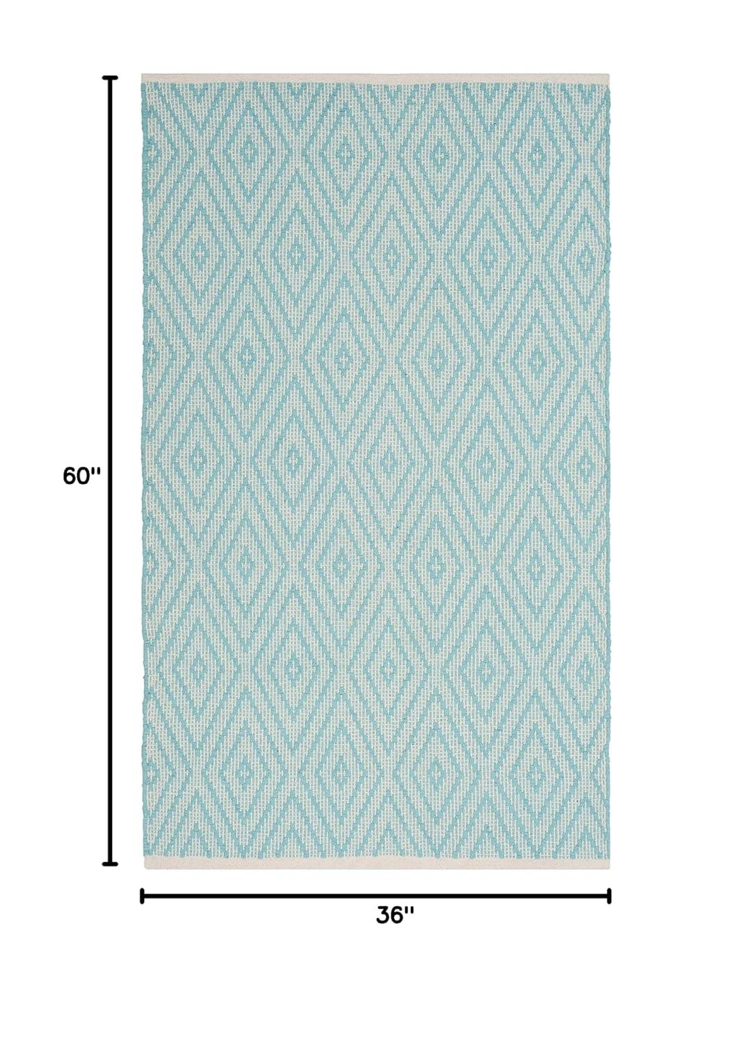 Montauk MTK811 Hand Woven Indoor Accent Rug - Turquoise/Ivory - 3'x5' - Safavieh.