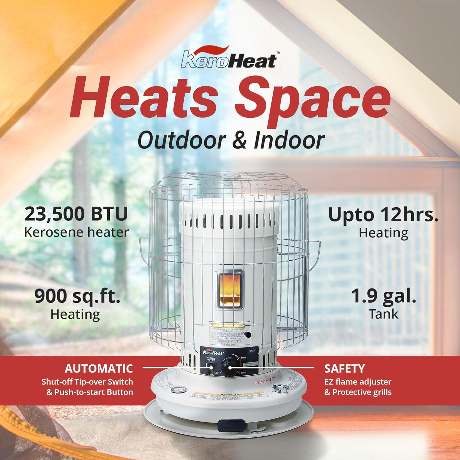 Sengoku KeroHeat Indoor Outdoor Portable Convection Kerosene Heater 23,500 BTU