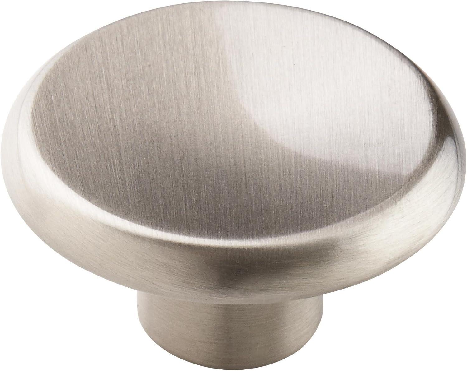 Brushed Nickel Round Cabinet Knob with Mounting Hardware