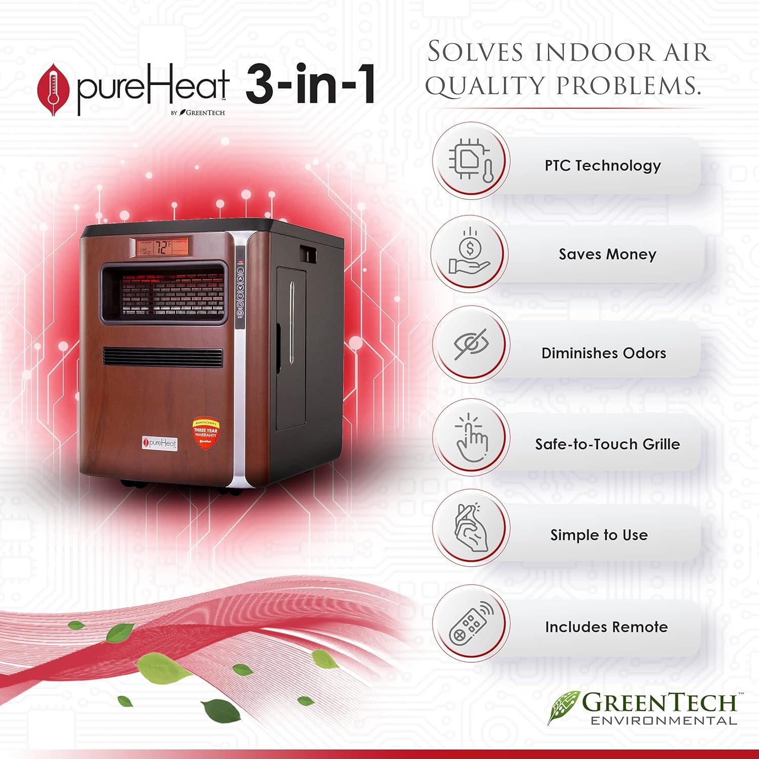 GreenTech Environmental Pureheat 3-in-1 Heater, Air Purifier And Humidifier
