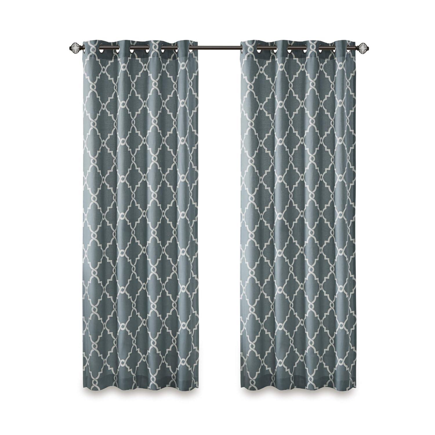 Madison Park Fretwork Print Grommet Top Window Curtain Panel