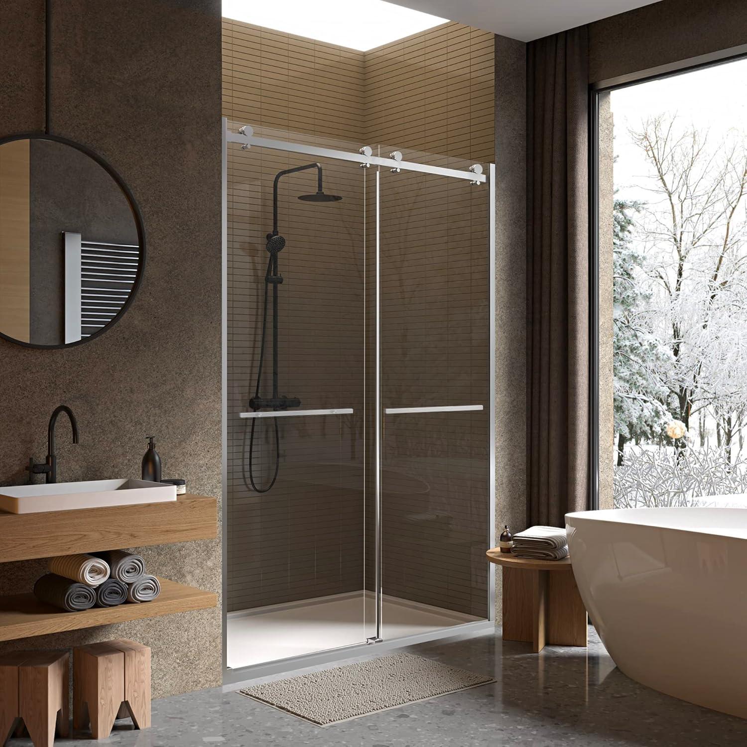 44" - 48" W 74” H Double Sliding Frameless Shower Door