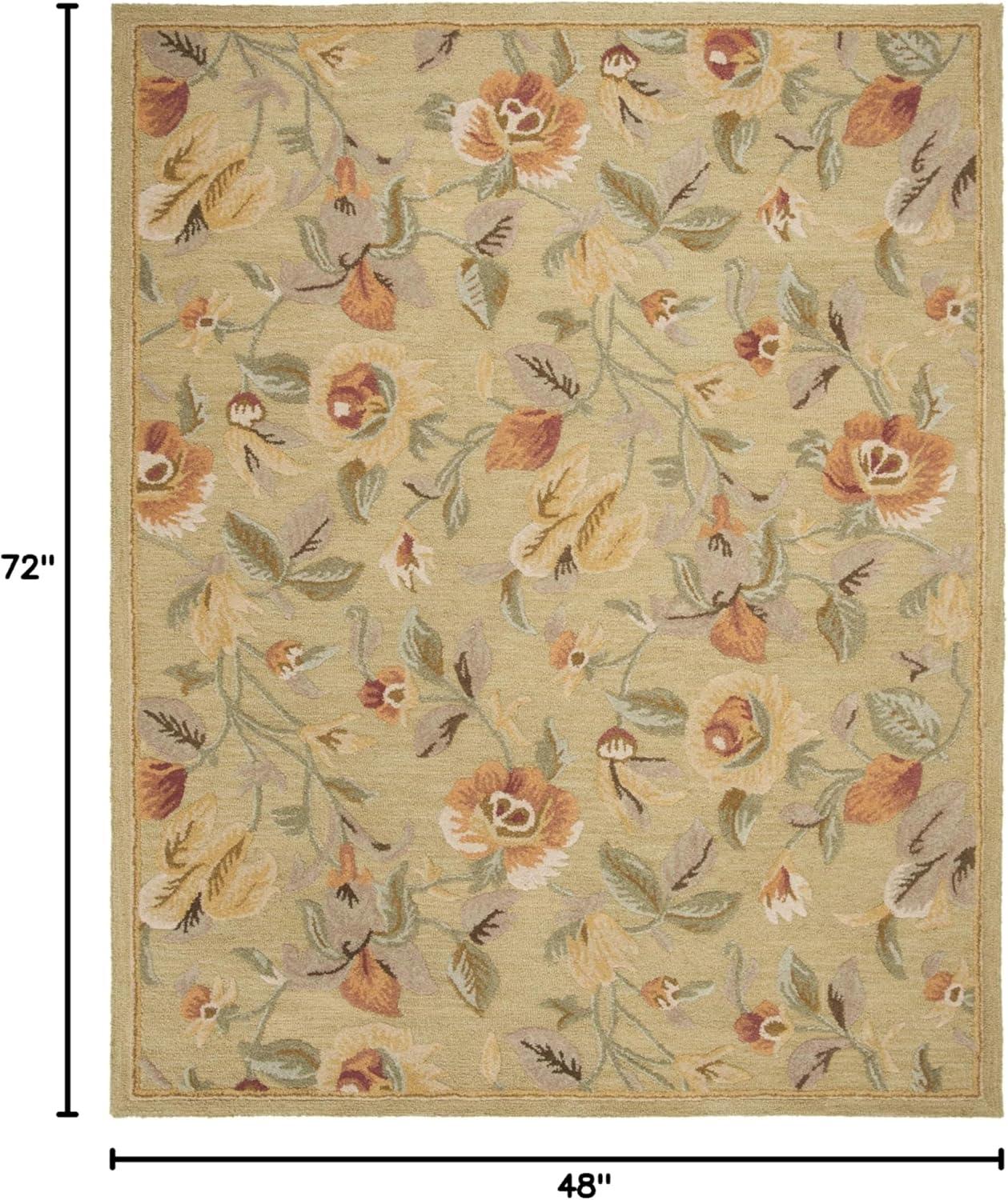 Blossom BLM785 Hand Hooked Area Rug - Green/Multi - 4'x6' - Safavieh.