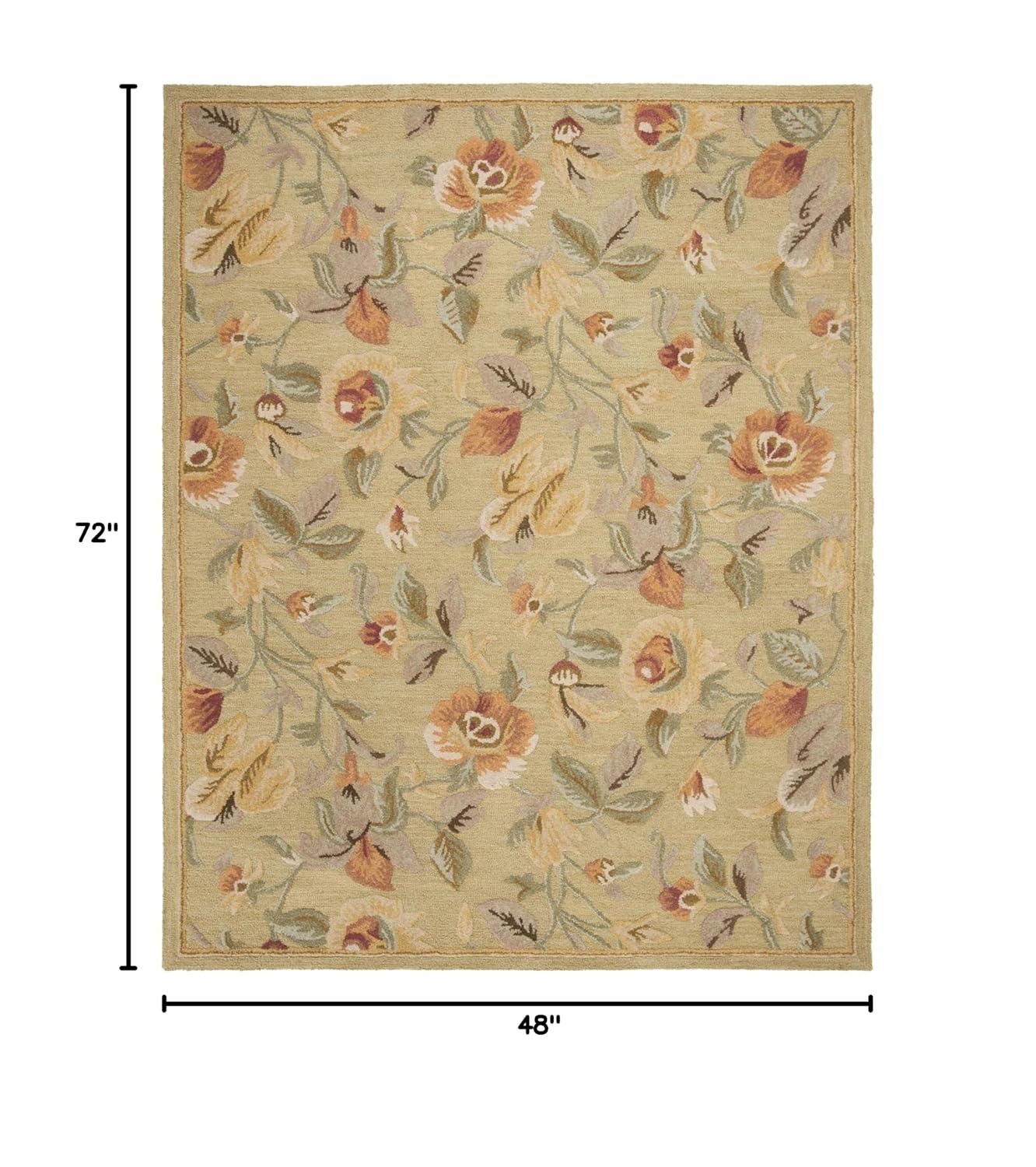 Blossom BLM785 Hand Hooked Area Rug - Green/Multi - 4'x6' - Safavieh.