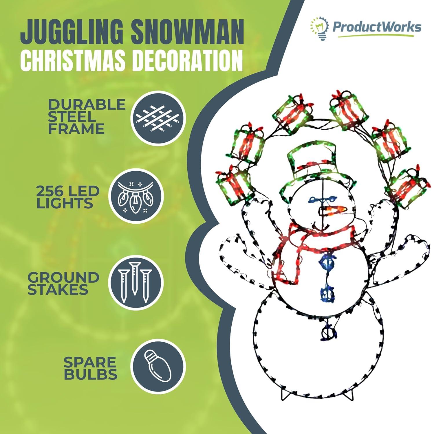 ProductWorks 60 In Pro-Line LED Animation Juggling Snowman Christmas Decoration