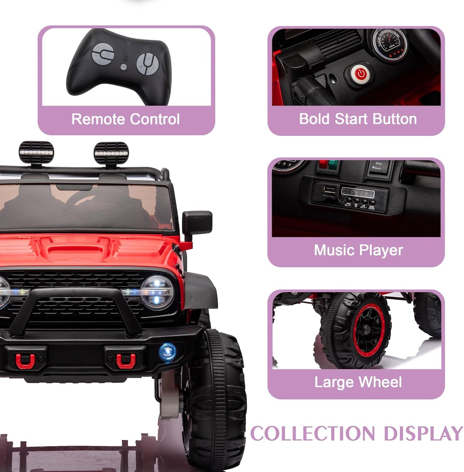 𝐆-𝐲𝐢𝐧𝐠 4WD 2 Seater Kids Ride on Car with Remote Control, 24V Electric Kids Jeep Vehicle Toys w/Bluetooth, MP3, USB, Music, Volume Adjustment, Light control & Power Display For Kids Age3