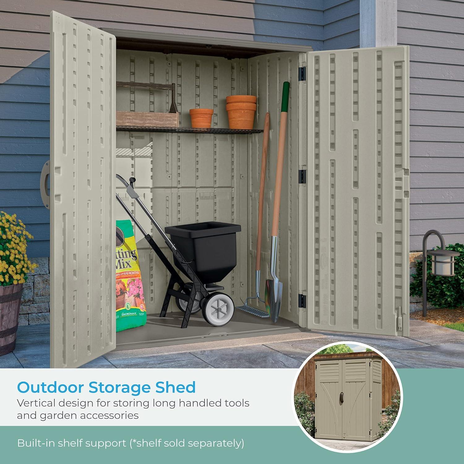 Suncast 53 in. W x 32.5 in. D Resin Vertical Tool Shed