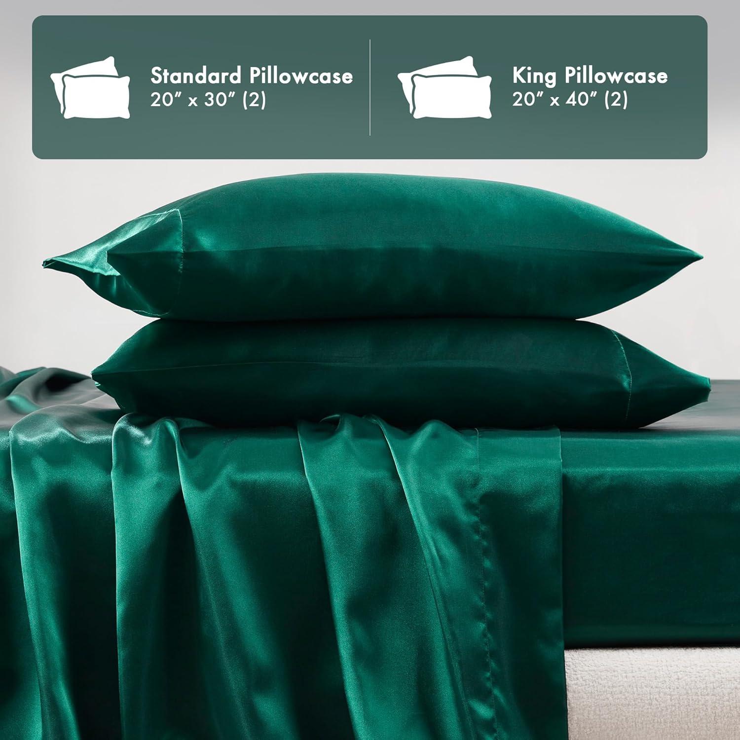 Madison Park King 2pc Satin Luxury Pillowcases Emerald