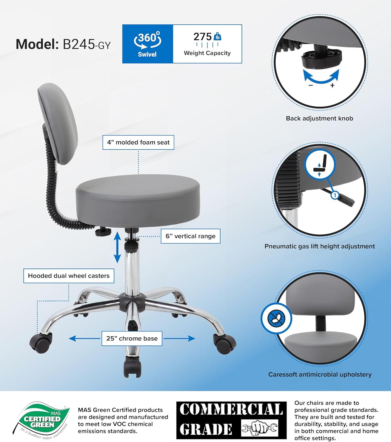 Boss Office Products Vinyl Drafting Chair
