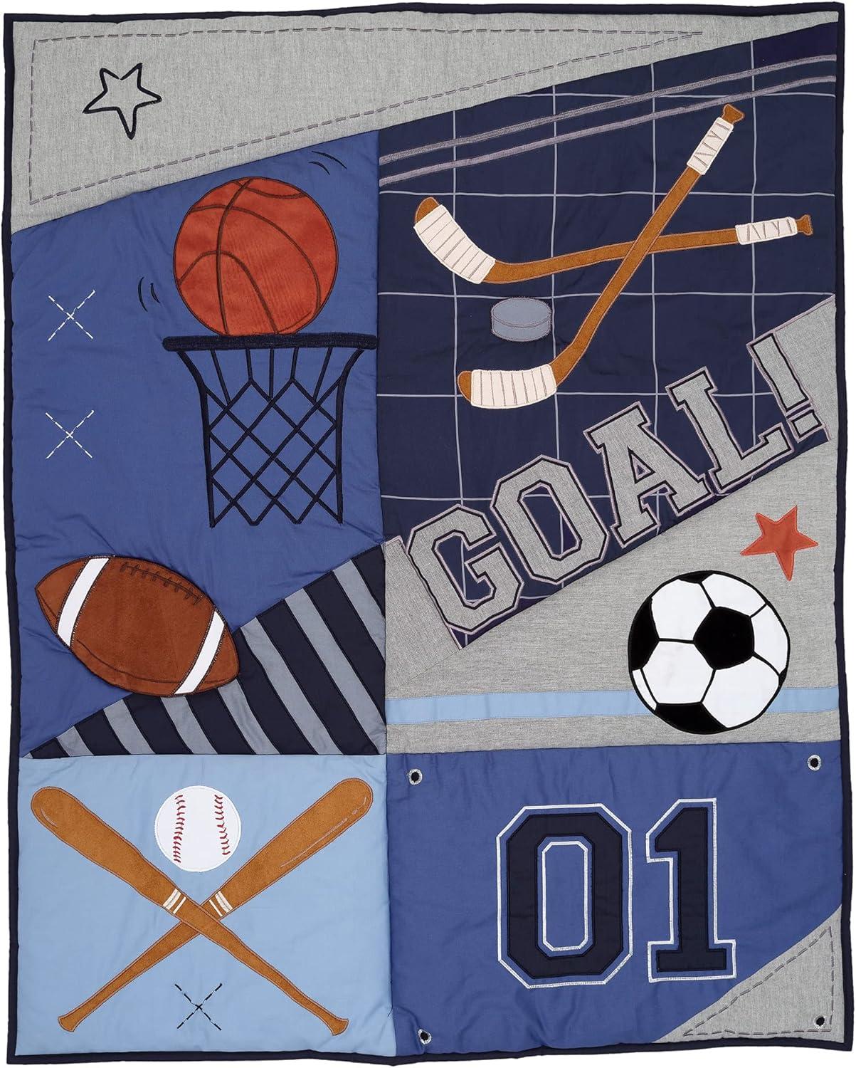 Lambs & Ivy Baby Sports 3-Piece Football/Basketball Baby Crib Bedding Set