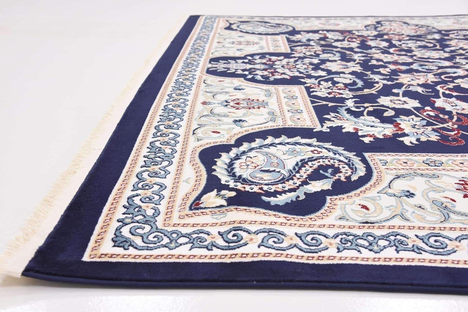 Navy Blue Floral Harmony 8' x 10' Synthetic Area Rug