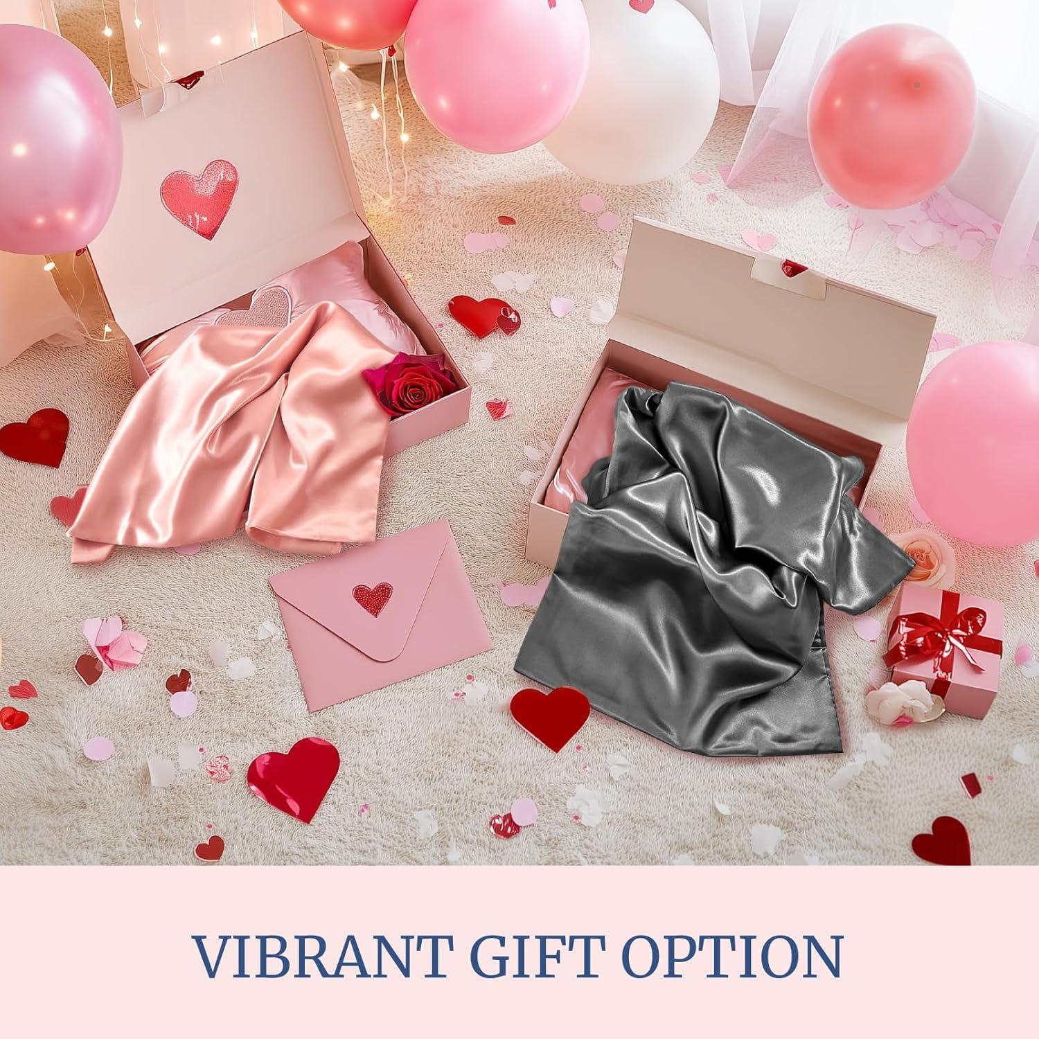 Matoen 2 Pack Satin Standard Pillowcases for Hair and Skin, Luxurious and Silky Pillow Cases with Envelope Closure, 20x30 inches