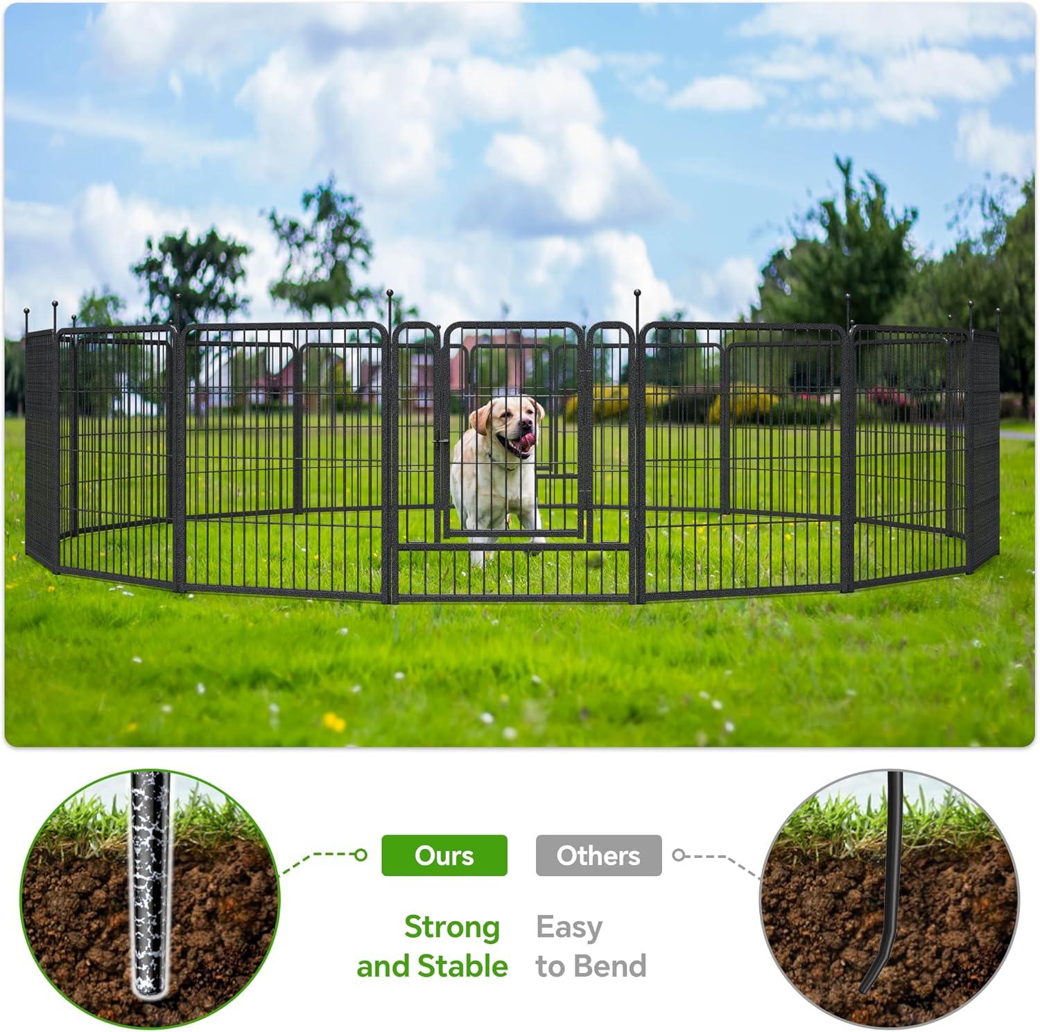 Mr IRONSTONE Dog Playpen with Anti-Rust Coating,  Dog Pen Indoor/Outdoor Pet Playpen for Foldable Dog Exercise Pens