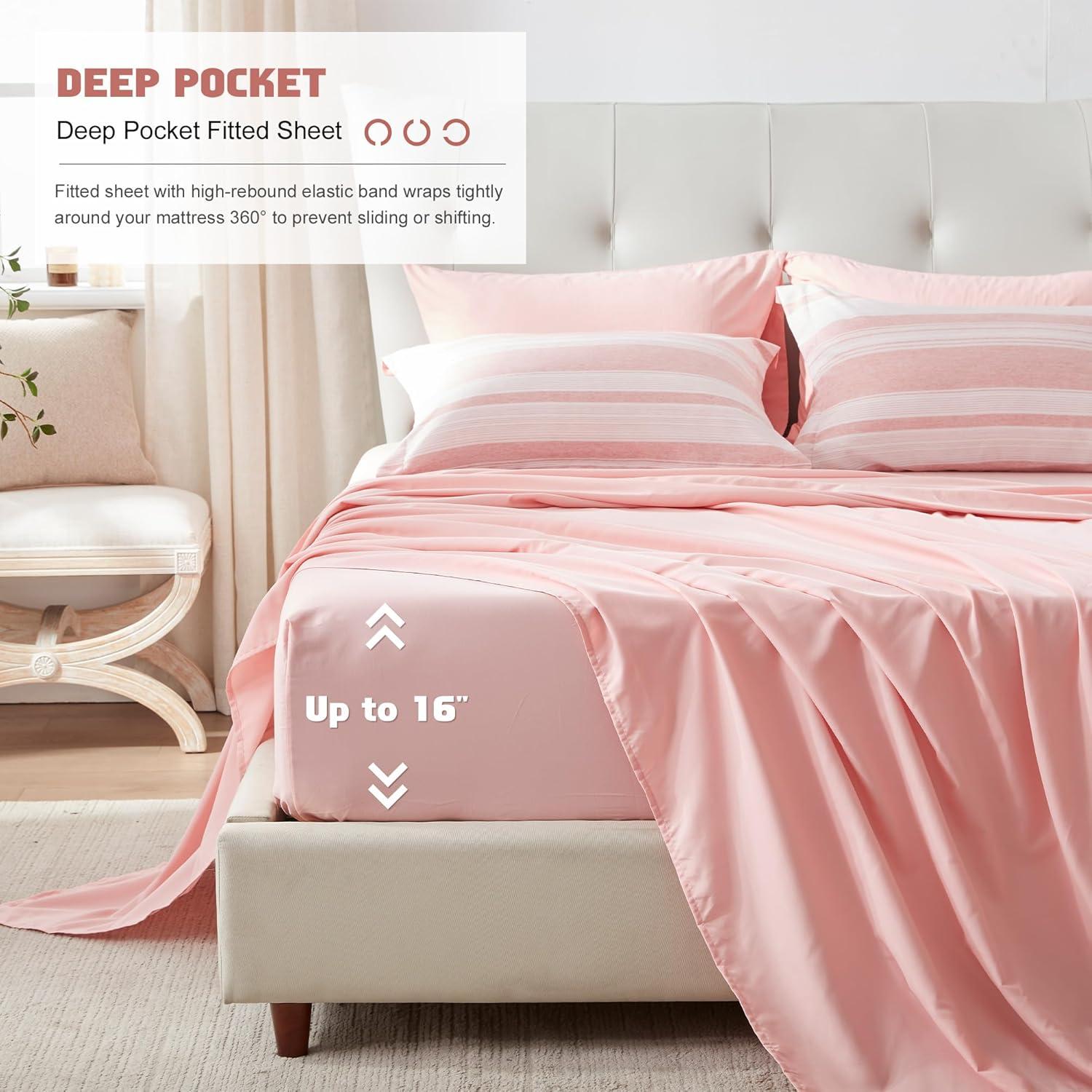 7 Pieces Comforter Set for All Seasons Pink - King