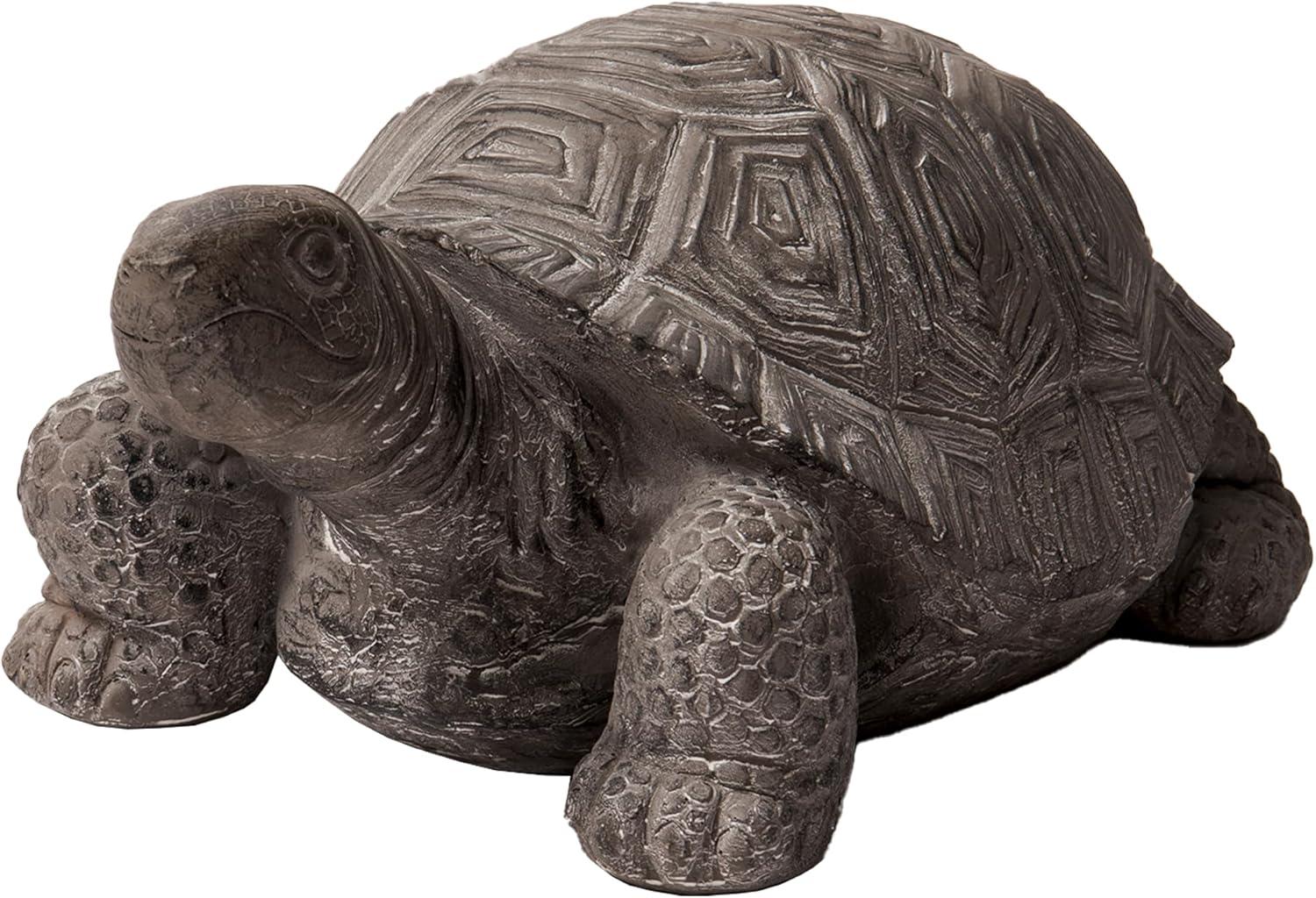 16.1" Grey Polystone Walking Turtle Statue for Indoor Outdoor Decor