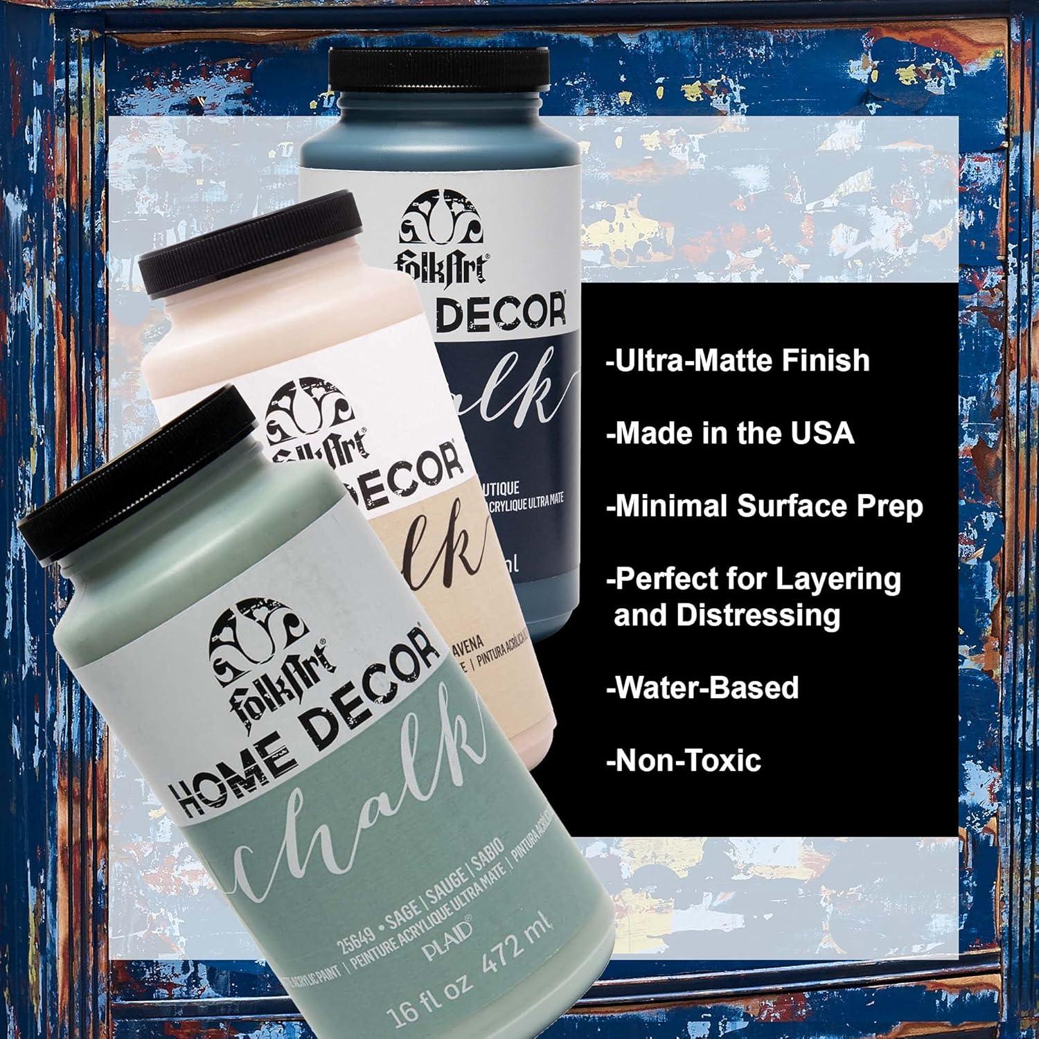 FolkArt Home Décor Chalk Acrylic Craft Paint, Parisian Gray, Ultra Matte Finish, 16 fl oz