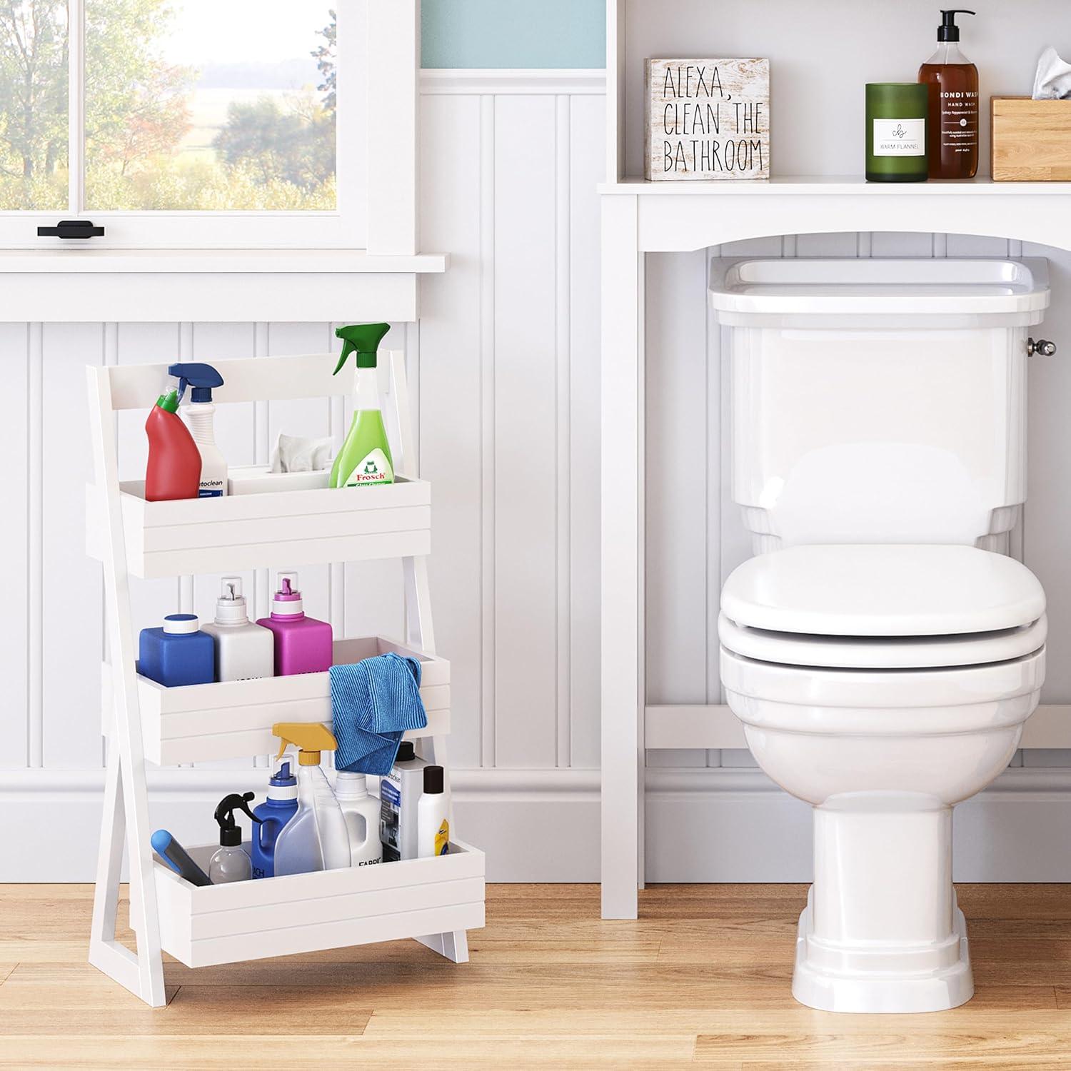 RiverRidge Home RiverRidge Home Lightweight Portable 3-Shelf Storage Caddy Organizer - White