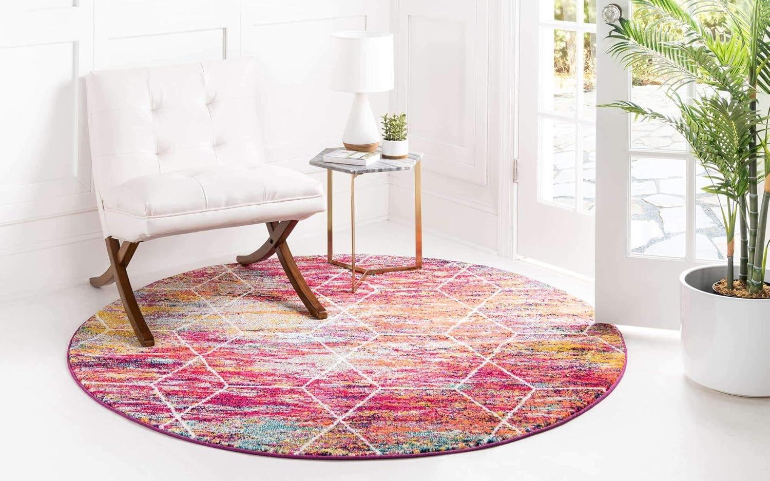 Unique Loom 7' 0 x 7' 0 Trellis Frieze Geometric Multi Area Rug