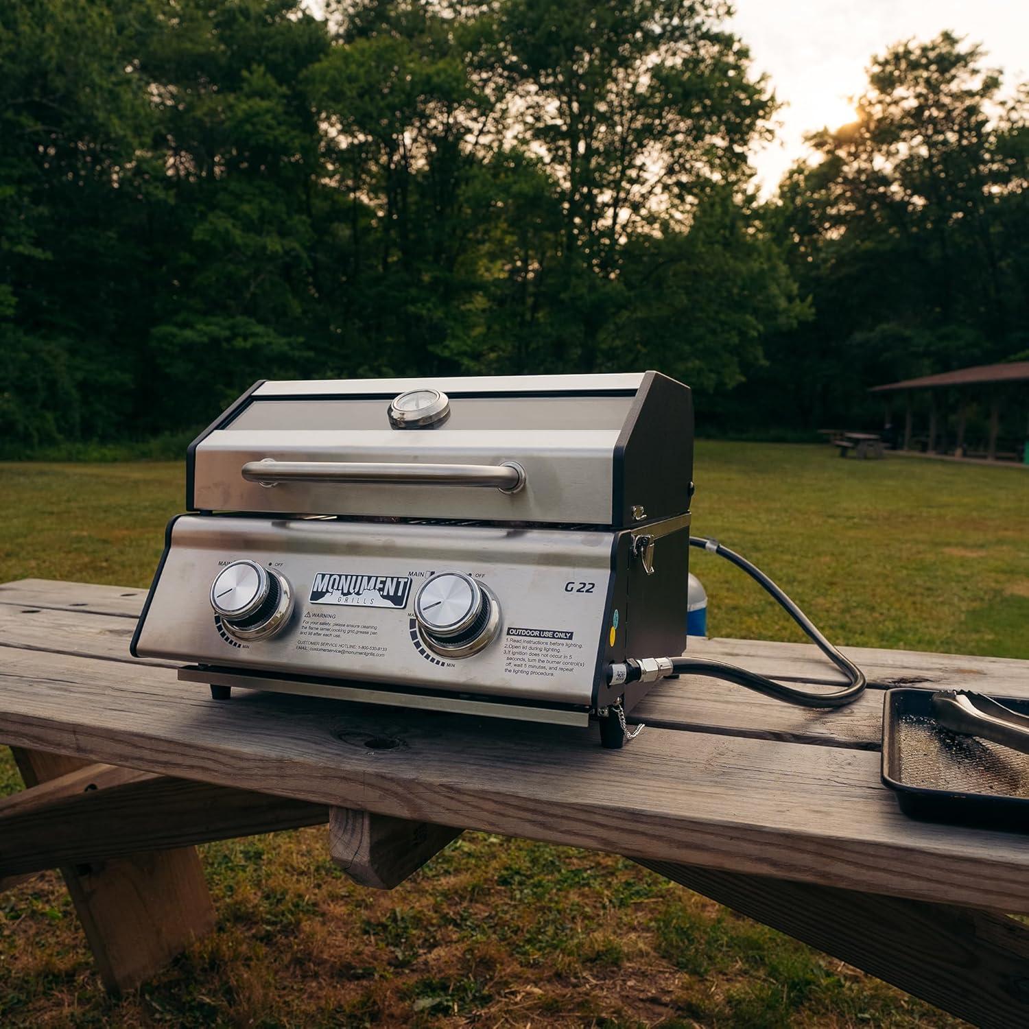 Monument Grills, Clearview 2 - Burner Portable Stainless Liquid Propane 15000 BTU Gas Grill